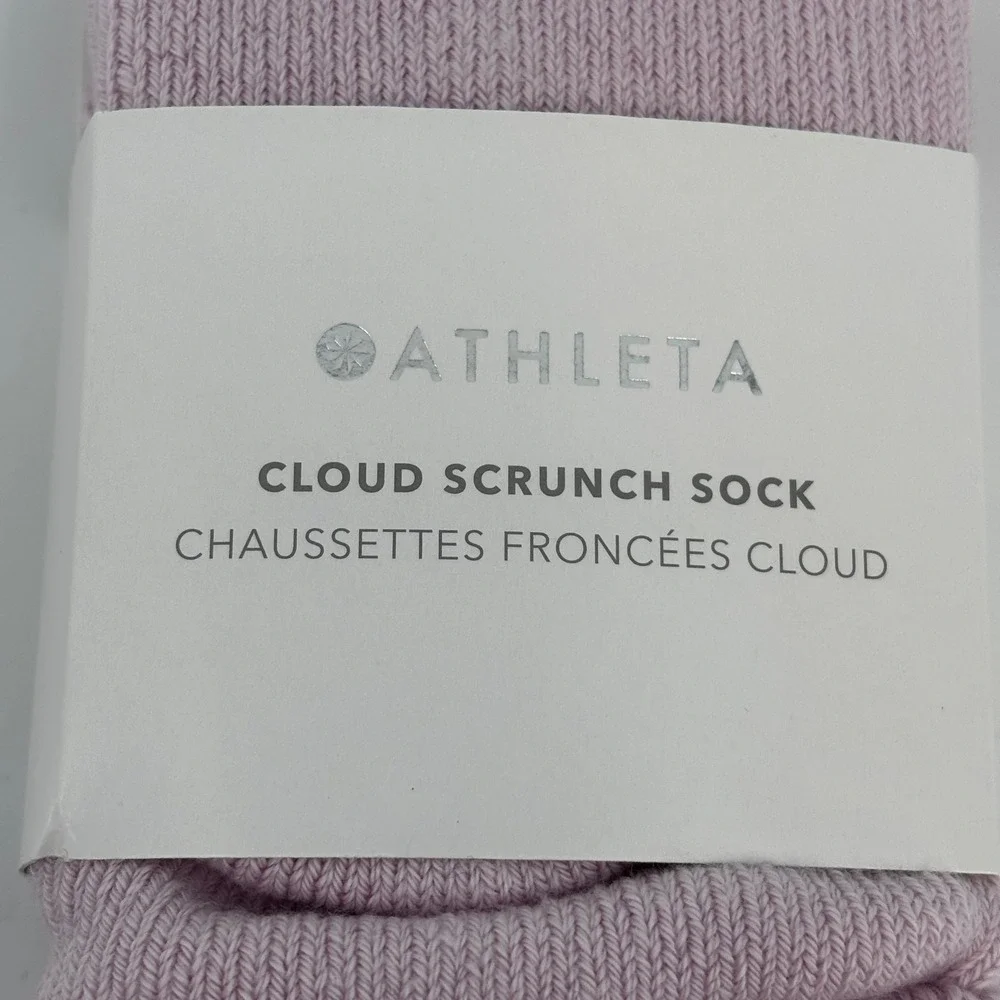 Athleta Cloud Scrunch Sock Women S/M Primrose Pink Ribbed Organic Cotton New